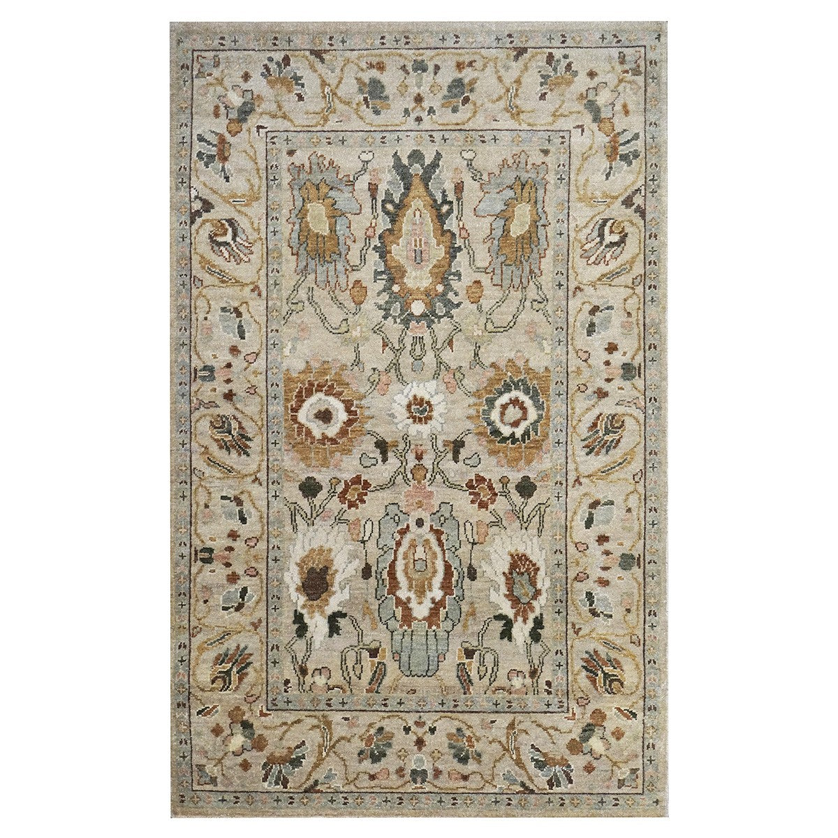 21st Century Sultanabad 4x6 Ivory & Tan Handmade Area Rug #1143757 image 0
