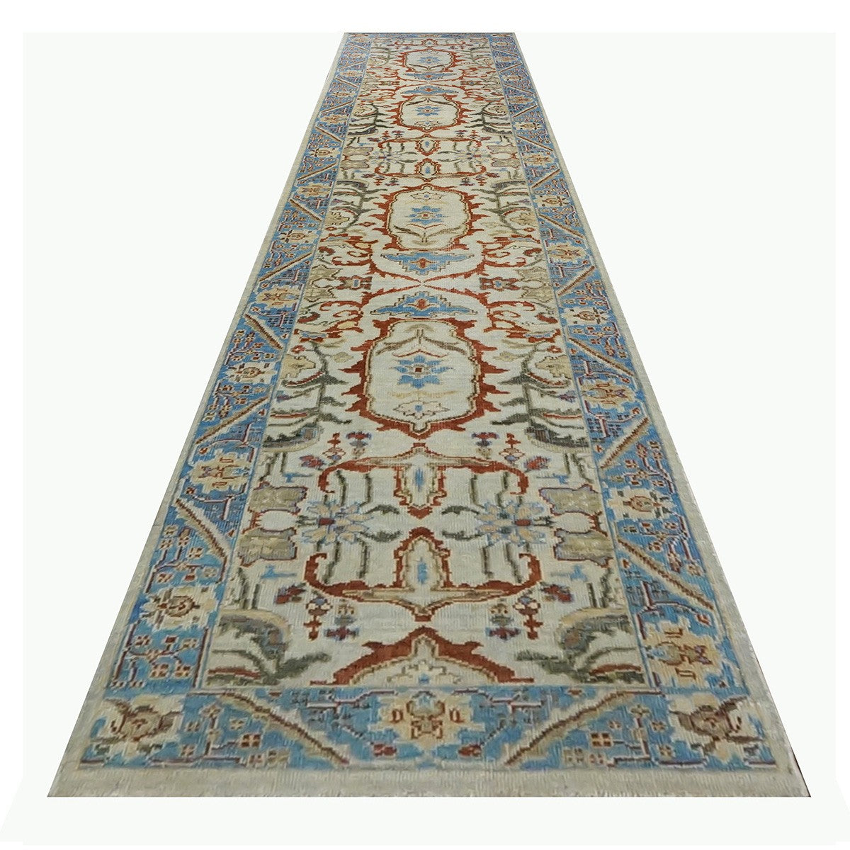 Sultanabad Master 3x14 Slate, Blue, & Red Hall Runner #1143752 image 2