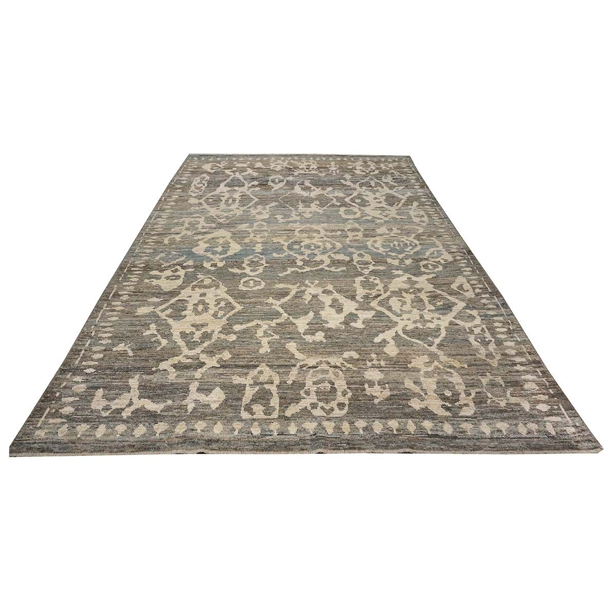 21st Century Turkish Oushak 8X12 Gray, Ivory & Charcoal  Handmade Area Rug #1144090 image 1