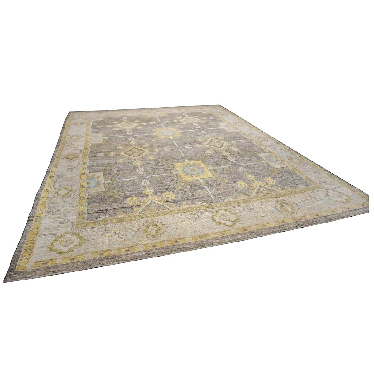 Turkish Oushak 10x13 Taupe, Ivory, & Yellow Handmade Area Rug #1144067 image 5