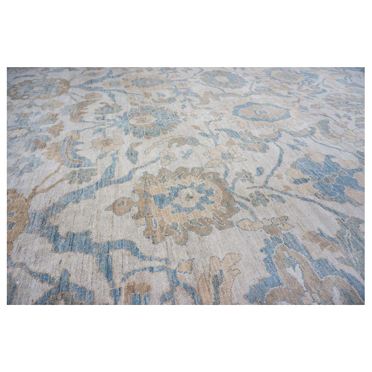 21st Century Persian Sultanabad 10x14 Ivory, Tan & Blue Handmade Area Rug #1141086 image 9