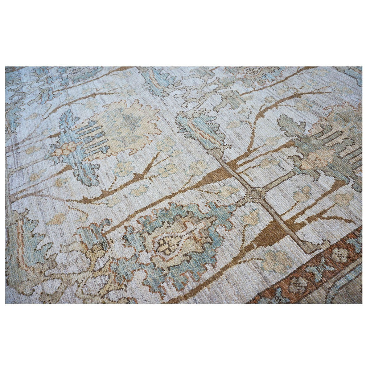 Turkish Oushak 13x18 Ivory, Tan, & Rust Handmade Area Rug #1140073 image 6