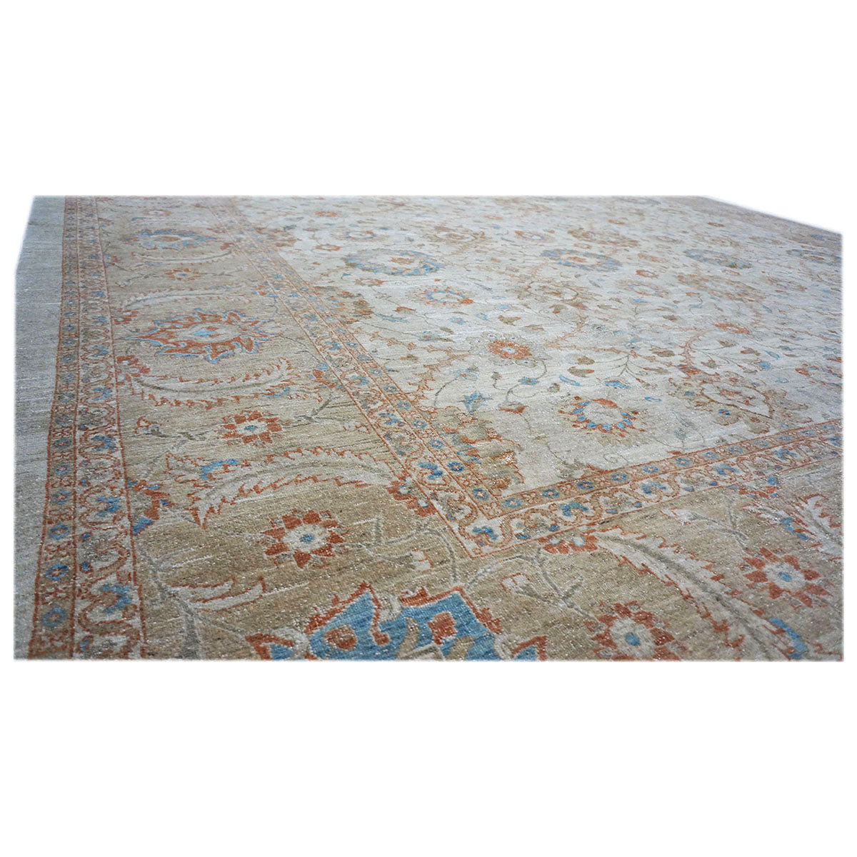 Persian Tabriz Haji Jalili Wool & Silk 12X16 Ivory and Tan Area Rug #1140160 image 5
