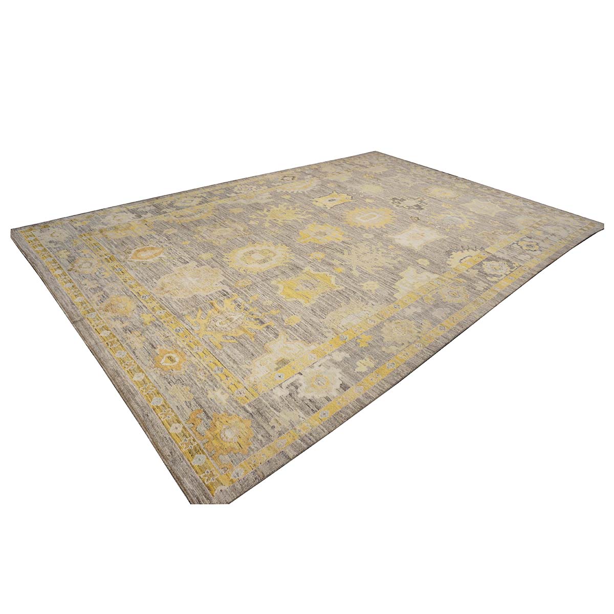 21st Century Turkish Oushak 10X16 Gold, Ivory & Gray Handmade Area Rug #1144099 image 6