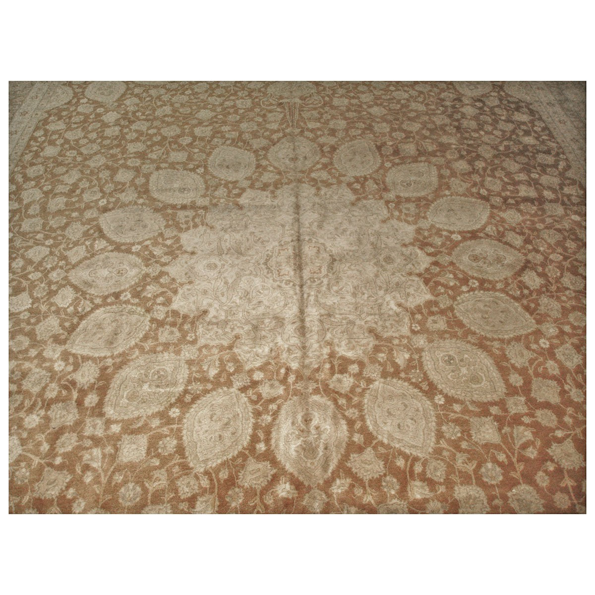Antique Persian Tabriz 11X17 Ivory & Brown Area Rug #9902157 image 2