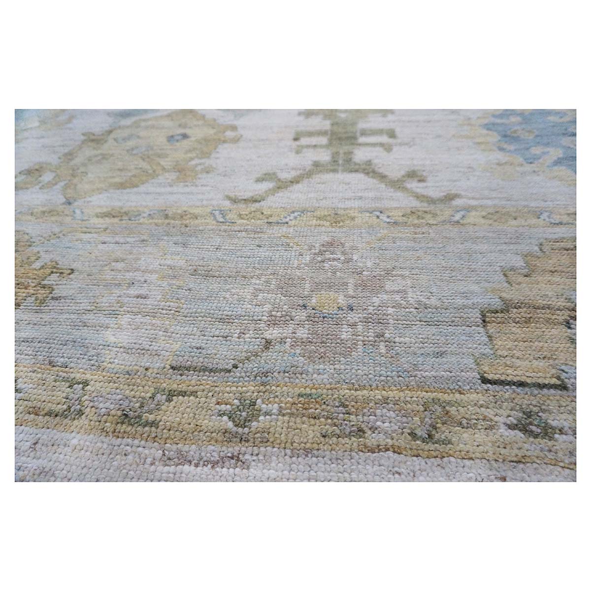 New Turkish Oushak 10x13 Ivory, Blue, & Yellow Handmade Area Rug #114073 image 8