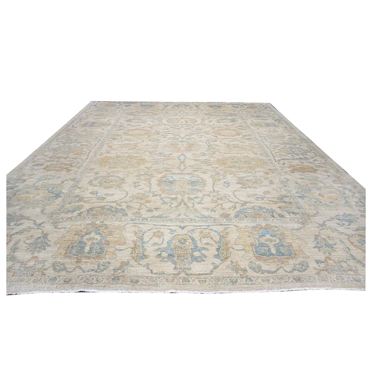 21st Century Persian Sultanabad 12x14 Ivory & Tan Handmade Area Rug #1142482 image 3