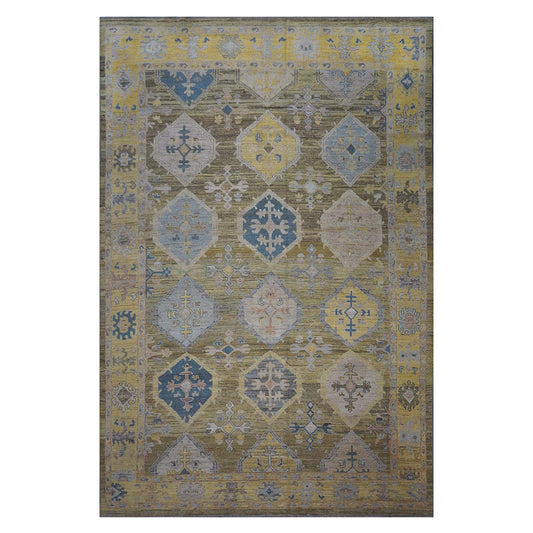 21st Century Turkish Oushak 11x17 Khaki, Olive, & Slate Blue Handmade Area Rug #1144079 image 0