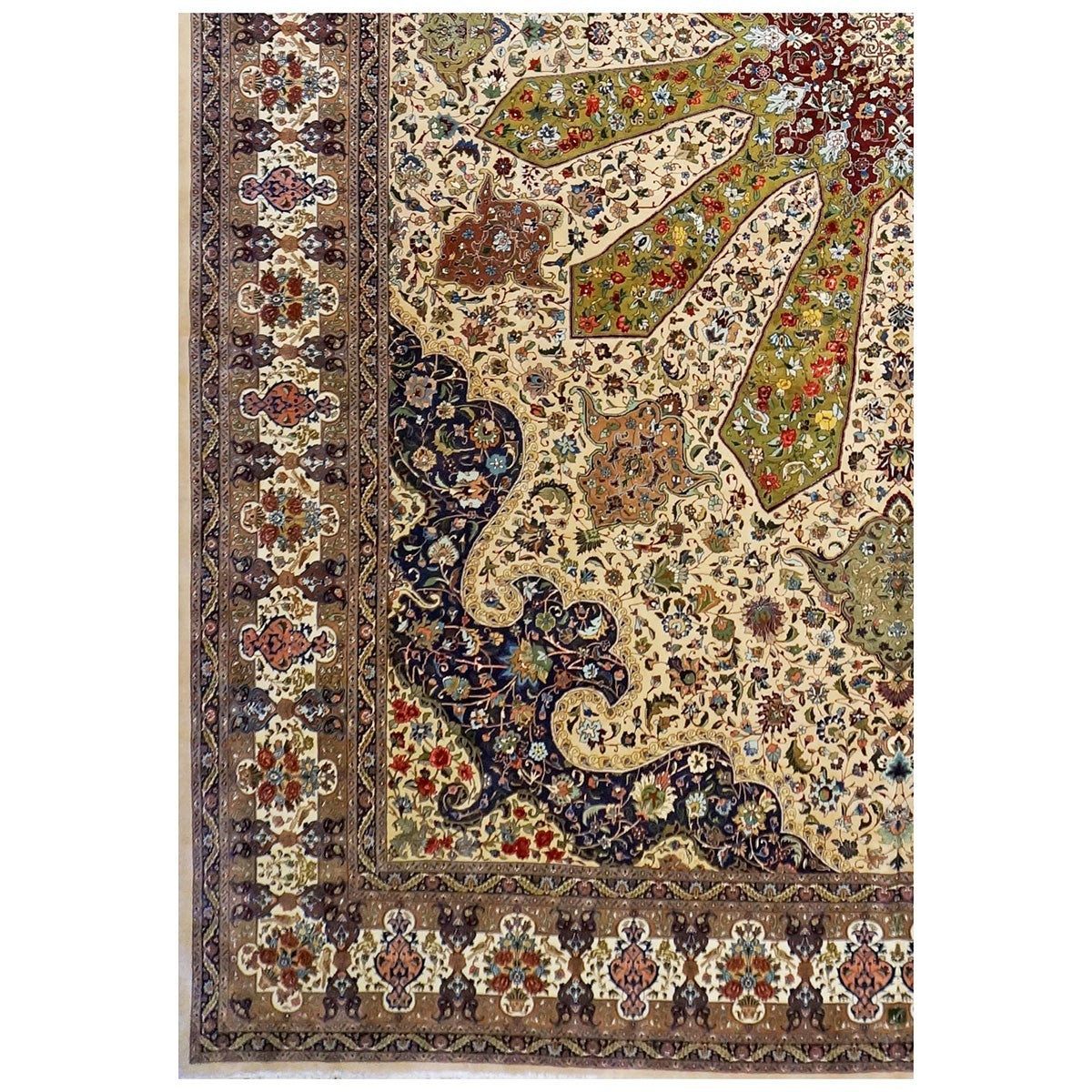 Antique Persian Tabriz 13X19 Ivory Palace Rug #1140645 image 5