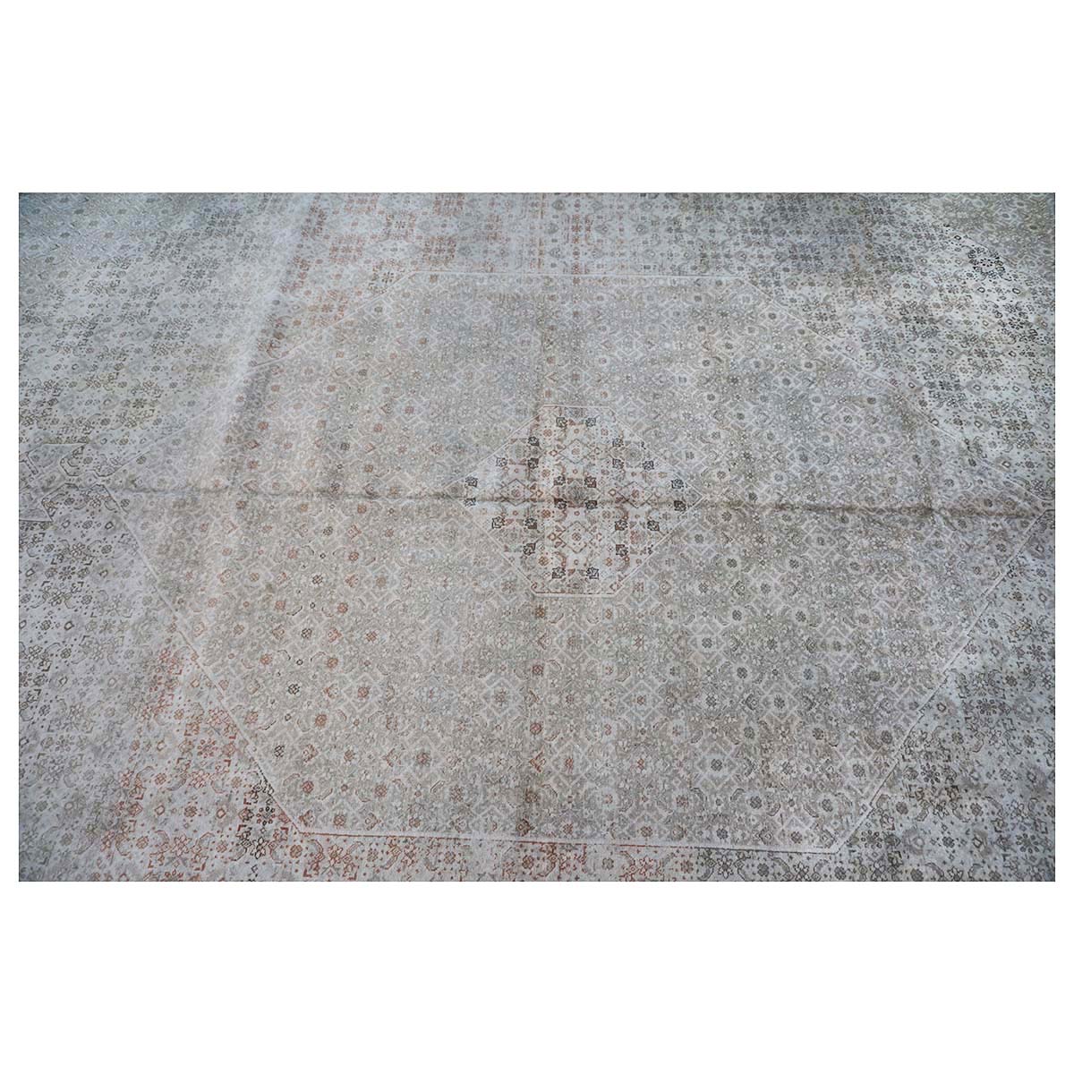 Antique Shabby Chic Persian Tabriz 13X18 Tan Area Rug #1142928 image 10