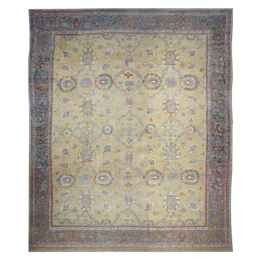 1880s Antique Persian Sultanabad Wool Rug 16x19 Tan Area Rug #1142157 image 0