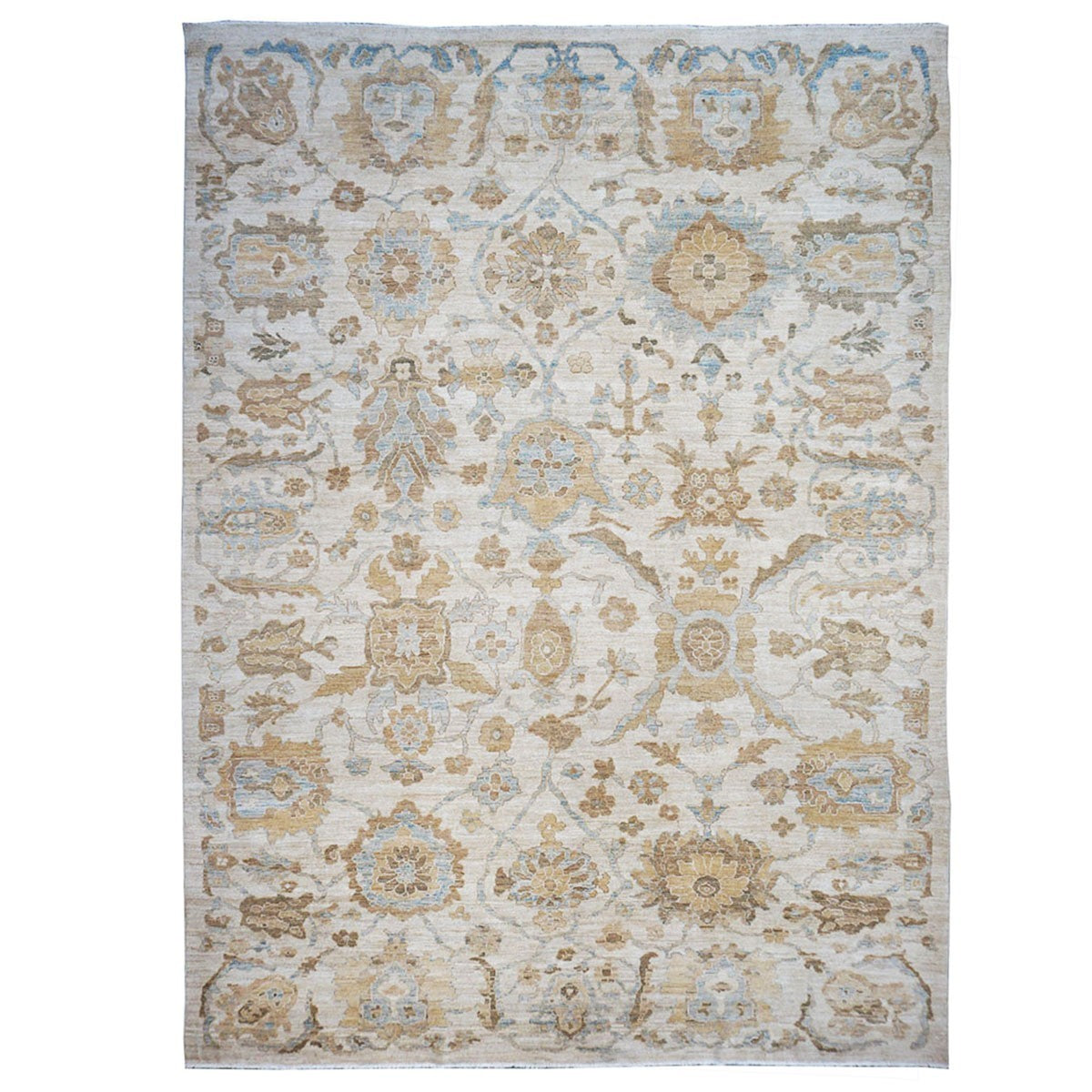 Persian Sultanabad 10x14 Ivory & Tan Handmade Area Rug #1141111 image 0