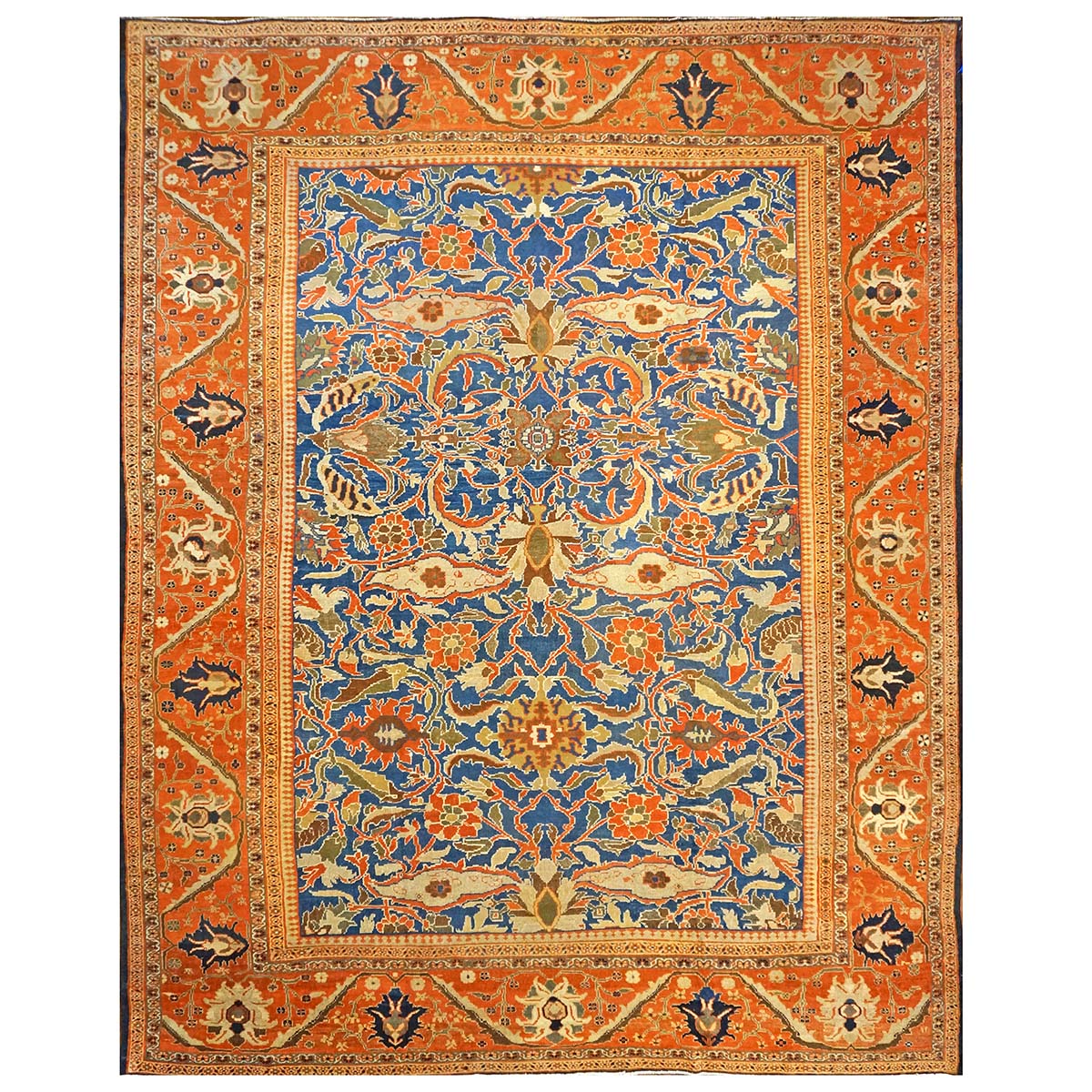 Antique Persian Ziegler Sultanabad 12x15 Orange & Blue Area Rug #1143805 image 0